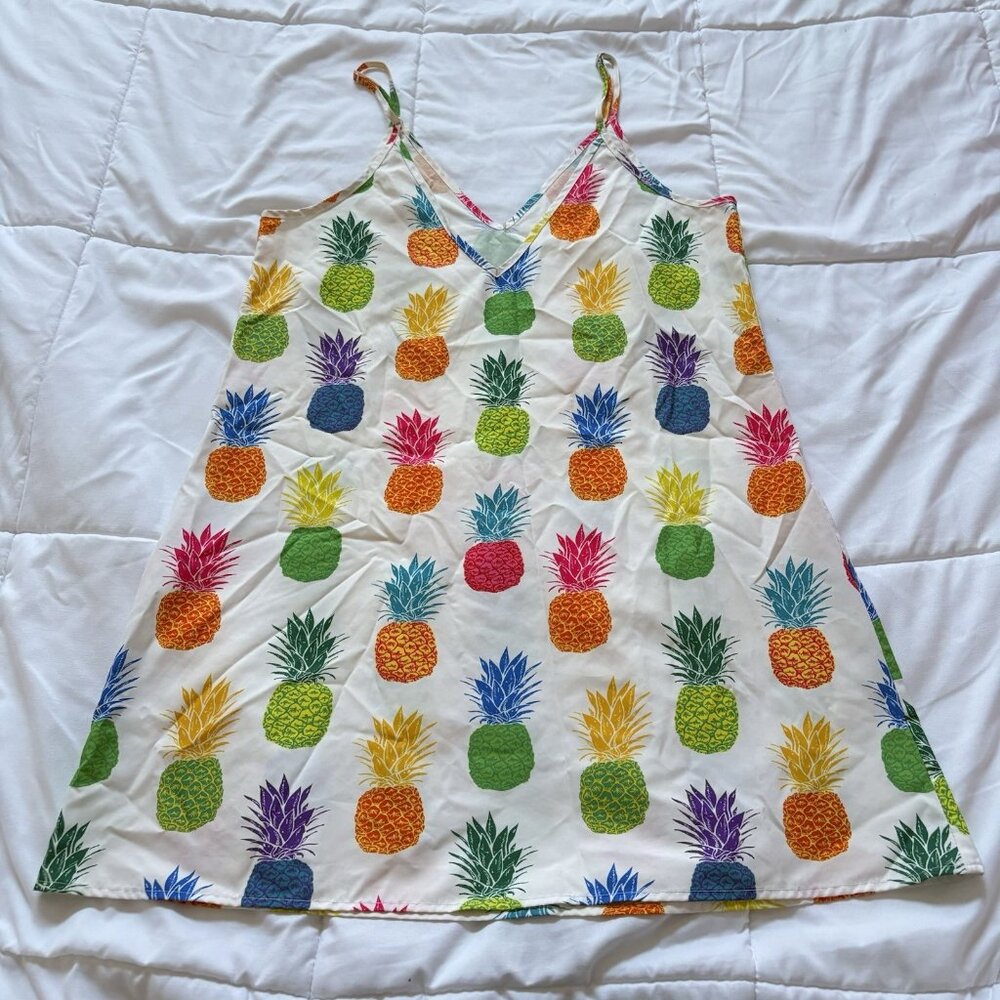 Womens Size Medium Whit Tropical Cover Up Dress Beach Summer Resortwear
